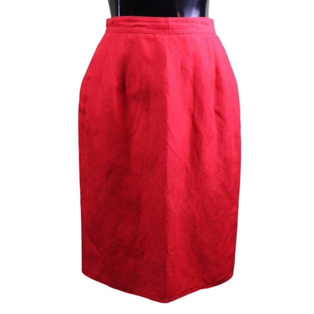 Harve Benard Red Above The Knee Lined Pencil Skirt, size 2 Petite ~ Pre-Loved